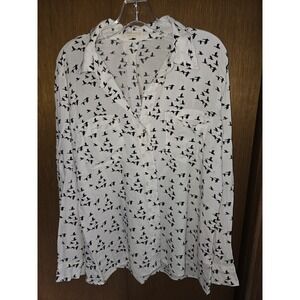 JUST LIVING  White Bird Blouse Sz Xl